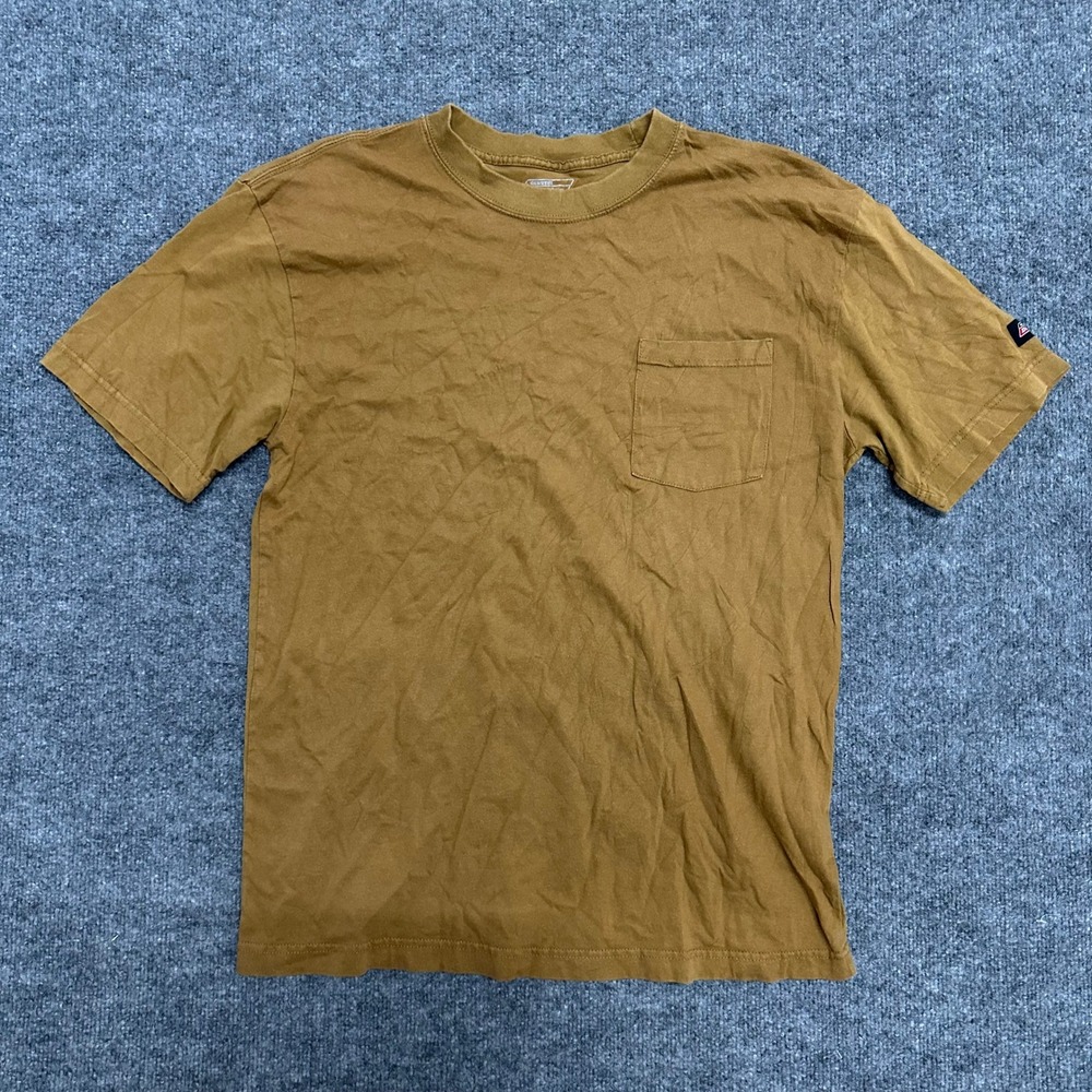 Genuine Dickies T-Shirt Mens Size L Brown Pocket Crew Neck Short Sleeve Workwear